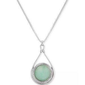 New LUCKY BRAND Silver-Tone Round Stone Reversible Pendant Necklace